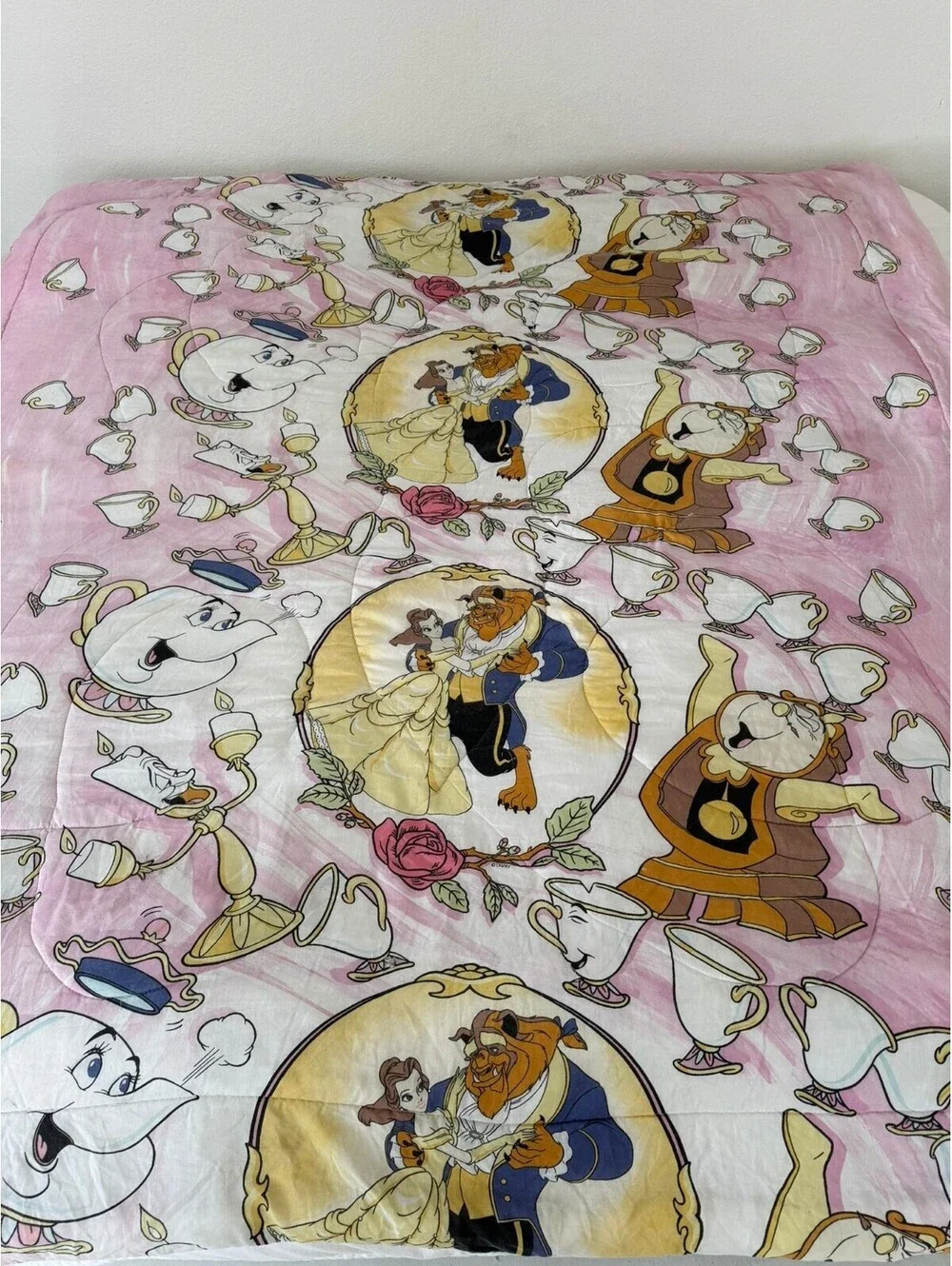Vintage 90s Disney Beauty and the Beast Belle Reversible Full Comforter 81x76